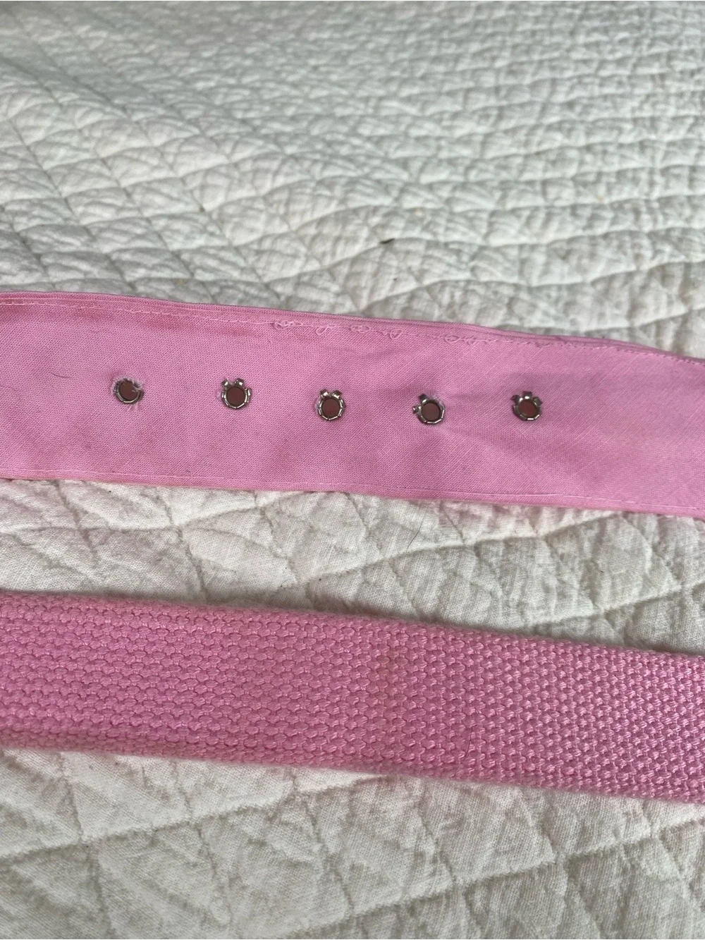 Bundle of 2 Pink Cloth Belts shell-like, silver-tone buckles Nautical Preppy